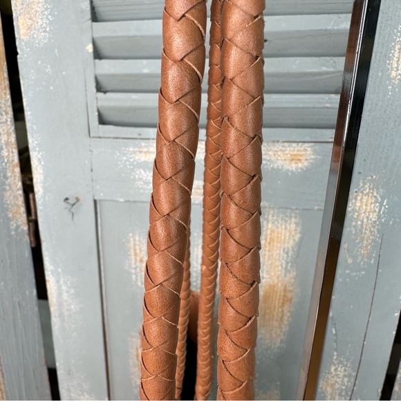 Quince Italian Leather Handwoven Tote Small Cognac NWOT - Picture 7 of 14